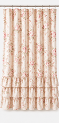 BF&M Rose Ruffle Shower Curtain, Pink Floral
