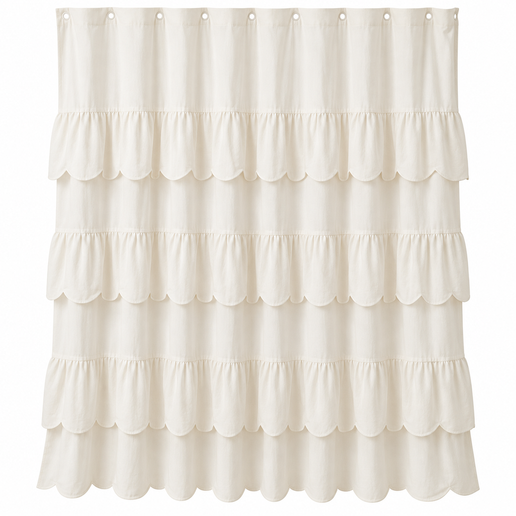BF&M Scallop Ruffle Shower Curtain, Ivory