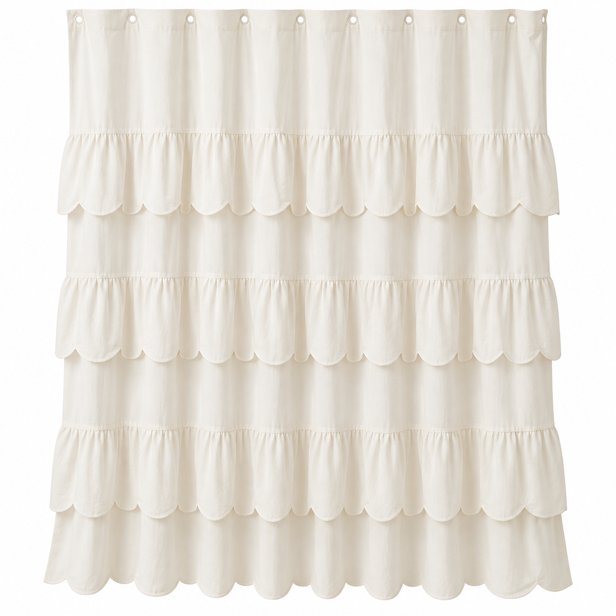 BF&M Scallop Ruffle Shower Curtain, Ivory